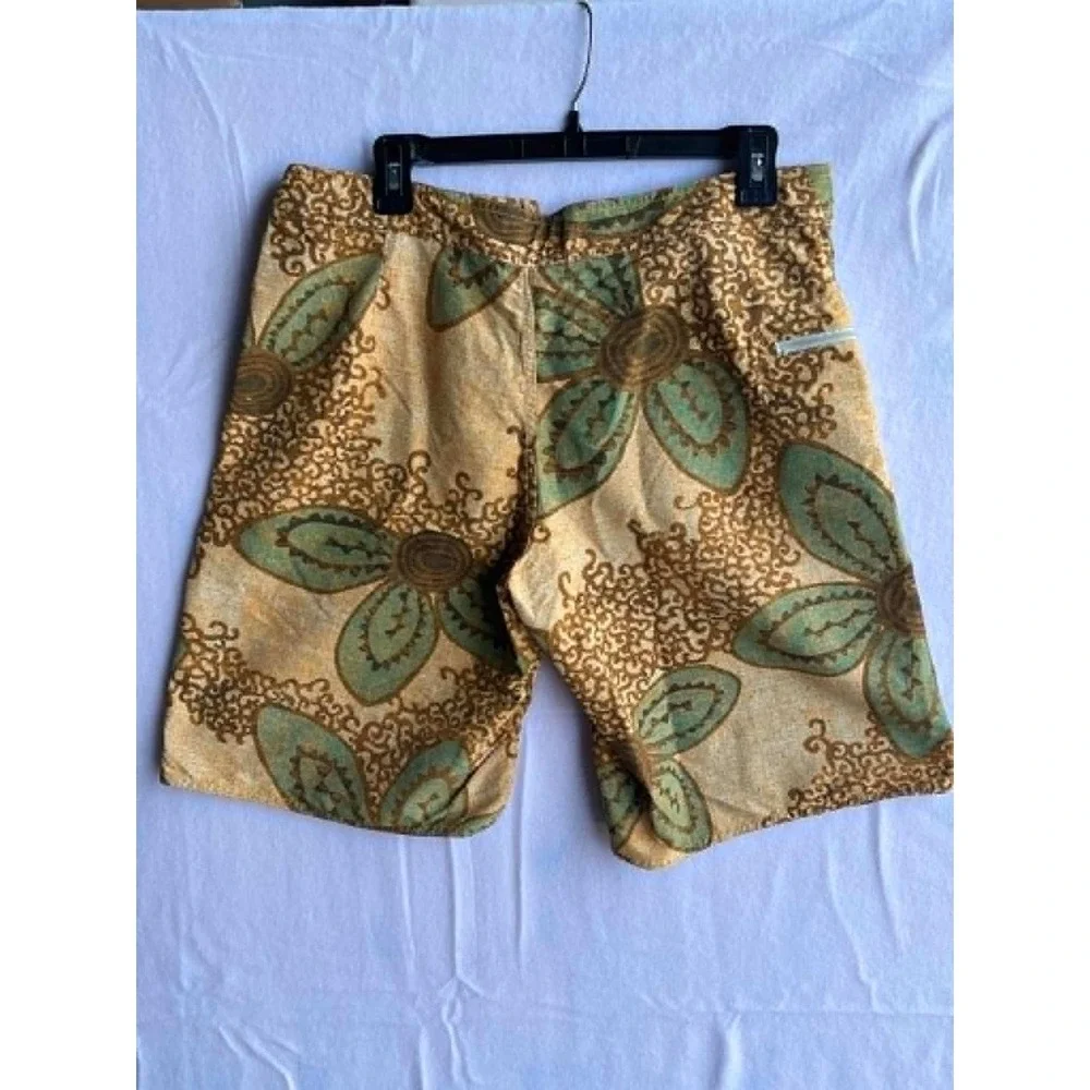 Patagonia‎ Mens Board Shorts Floral Print Tan/Teal Swim Trunks Size 34